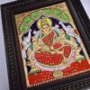 Gajalakshmi Tanjore Painting Teakwood Frame 18x15 Inch, 22K Gold Foils, Housewarming Gift, Pooja Room Décor, Ready to Dispatch