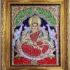 Gajalakshmi Tanjore Painting Teakwood Frame 18x15 Inch, 22K Gold Foils, Housewarming Gift, Pooja Room Décor, Ready to Dispatch