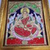 Gajalakshmi Tanjore Painting Teakwood Frame 18x15 Inch, 22K Gold Foils, Housewarming Gift, Pooja Room Décor, Ready to Dispatch