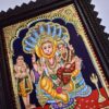 Tanjore Painting Lakshmi Narashima 18" x 15" with Teak Wood Brown Frame 22K Gold Foils Pooja Room Décor Indian Art Gift Ready Fast Shipping