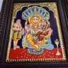 Tanjore Painting Lakshmi Narashima 18" x 15" with Teak Wood Brown Frame 22K Gold Foils Pooja Room Décor Indian Art Gift Ready Fast Shipping