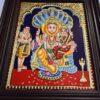 Tanjore Painting Lakshmi Narashima 18" x 15" with Teak Wood Brown Frame 22K Gold Foils Pooja Room Décor Indian Art Gift Ready Fast Shipping