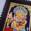 Tanjore Painting Lakshmi Narashima 18" x 15" with Teak Wood Brown Frame 22K Gold Foils Pooja Room Décor Indian Art Gift Ready Fast Shipping