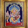 Tanjore Painting Lakshmi Narashima 18" x 15" with Teak Wood Brown Frame 22K Gold Foils Pooja Room Décor Indian Art Gift Ready Fast Shipping