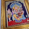 Tanjore Painting Lakshmi Narashima 18" x 15" with Teak Wood Brown Frame 22K Gold Foils Pooja Room Décor Indian Art Gift Ready Fast Shipping