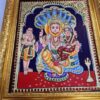 Tanjore Painting Lakshmi Narashima 18" x 15" with Teak Wood Brown Frame 22K Gold Foils Pooja Room Décor Indian Art Gift Ready Fast Shipping