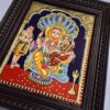 Tanjore Painting Lakshmi Narashima 18" x 15" with Teak Wood Brown Frame 22K Gold Foils Pooja Room Décor Indian Art Gift Ready Fast Shipping