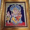 Lakshmi Narsimhar Tanjore Painting with Frame, Wealth Goddess Lakshmi, 22K Gold Foils, Jaipur Gem Stones, Ready to Ship