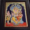 Lakshmi Narsimhar Tanjore Painting with Frame, Wealth Goddess Lakshmi, 22K Gold Foils, Jaipur Gem Stones, Ready to Ship