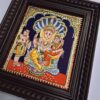 Lakshmi Narsimhar Tanjore Painting with Frame, Wealth Goddess Lakshmi, 22K Gold Foils, Jaipur Gem Stones, Ready to Ship