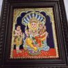 Lakshmi Narsimhar Tanjore Painting with Frame, Wealth Goddess Lakshmi, 22K Gold Foils, Jaipur Gem Stones, Ready to Ship