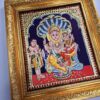 Lakshmi Narsimhar Tanjore Painting with Frame, Wealth Goddess Lakshmi, 22K Gold Foils, Jaipur Gem Stones, Ready to Ship