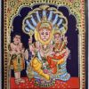 Lakshmi Narsimhar Tanjore Painting with Frame, Wealth Goddess Lakshmi, 22K Gold Foils, Jaipur Gem Stones, Ready to Ship