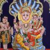 Lakshmi Narsimhar Tanjore Painting with Frame, Wealth Goddess Lakshmi, 22K Gold Foils, Jaipur Gem Stones, Ready to Ship