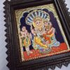 Lakshmi Narsimhar Tanjore Painting with Frame, Wealth Goddess Lakshmi, 22K Gold Foils, Jaipur Gem Stones, Ready to Ship