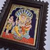 Lakshmi Narsimhar Tanjore Painting with Frame, Wealth Goddess Lakshmi, 22K Gold Foils, Jaipur Gem Stones, Ready to Ship