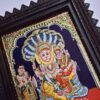 Lakshmi Narsimhar Tanjore Painting with Frame, Wealth Goddess Lakshmi, 22K Gold Foils, Jaipur Gem Stones, Ready to Ship