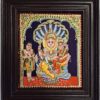 Lakshmi Narsimhar Tanjore Painting with Frame, Wealth Goddess Lakshmi, 22K Gold Foils, Jaipur Gem Stones, Ready to Ship