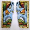 Wooden Elephant Wall Corbel Pair Brass Bells Wall Bracket 2 Pcs, Entrance Wall Décor, Colored Finish, Ready to Ship