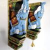 Hand-carved multicolor wooden elephant wall bracket pair 12 inch South Indian temple style corbels home and pooja room décor