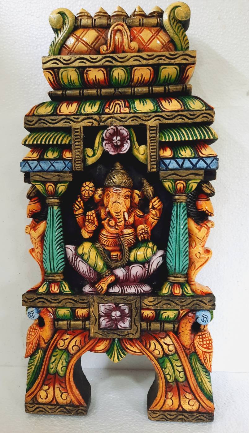 Wooden Ganesha Wall Panel