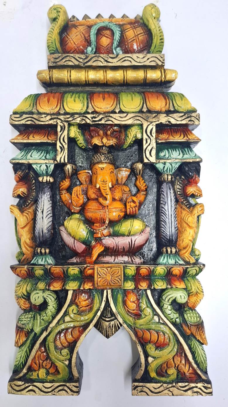 Wooden Ganesha Wall Panel