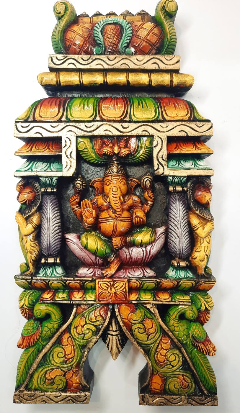 Wooden Ganesha Wall Panel