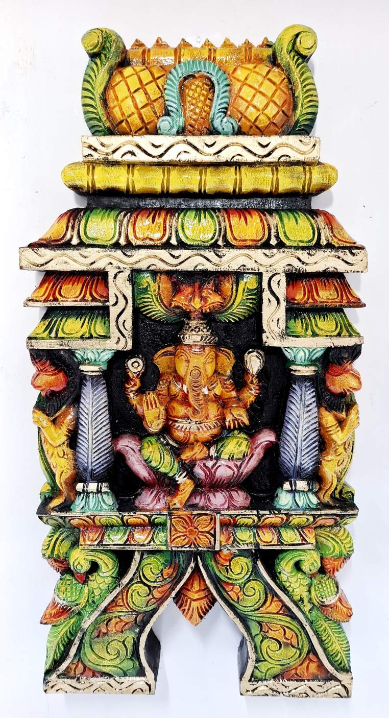 Wooden Ganesha Wall Panel