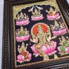 23"x19" Ashtalakshmi Tanjore Painting with Teakwood Framed, 8 Forms Lakshmi, 22K Gold Foils, Jaipur Gem Stones, Ready to Ship, Shipping Worldwide