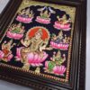 23"x19" Ashtalakshmi Tanjore Painting with Teakwood Framed, 8 Forms Lakshmi, 22K Gold Foils, Jaipur Gem Stones, Ready to Ship, Shipping Worldwide