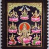 23"x19" Ashtalakshmi Tanjore Painting with Teakwood Framed, 8 Forms Lakshmi, 22K Gold Foils, Jaipur Gem Stones, Ready to Ship, Shipping Worldwide