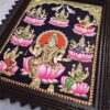 23"x19" Ashtalakshmi Tanjore Painting with Teakwood Framed, 8 Forms Lakshmi, 22K Gold Foils, Jaipur Gem Stones, Ready to Ship, Shipping Worldwide