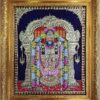 Balaji Lakshmi Tanjore Painting with 22K Gold Foil & Gem Stones - Ready to Ship Globally