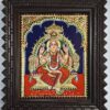 JLine Arts' authentic Rajeshwari Lalitha Tanjore painting, 15x13 inches, showcasing traditional craftsmanship with 22K gold foil, genuine Jaipur gem stones, and a solid teakwood frame with protective acrylic glass. Handmade Indian spiritual artwork.