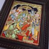 Tanjore Painting Ram Darbar with Teak Wood Frame 22K Gold Foil Indian Artwork 18x15 Inch Gift Size Ready to Ship