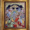 Tanjore Painting Ram Darbar with Teak Wood Frame 22K Gold Foil Indian Artwork 18x15 Inch Gift Size Ready to Ship