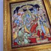 Tanjore Painting Ram Darbar with Teak Wood Frame 22K Gold Foil Indian Artwork 18x15 Inch Gift Size Ready to Ship