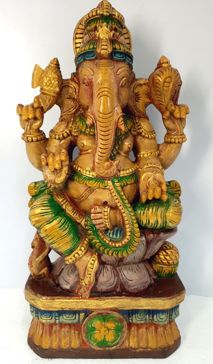 Wooden Ganesha Sculpture