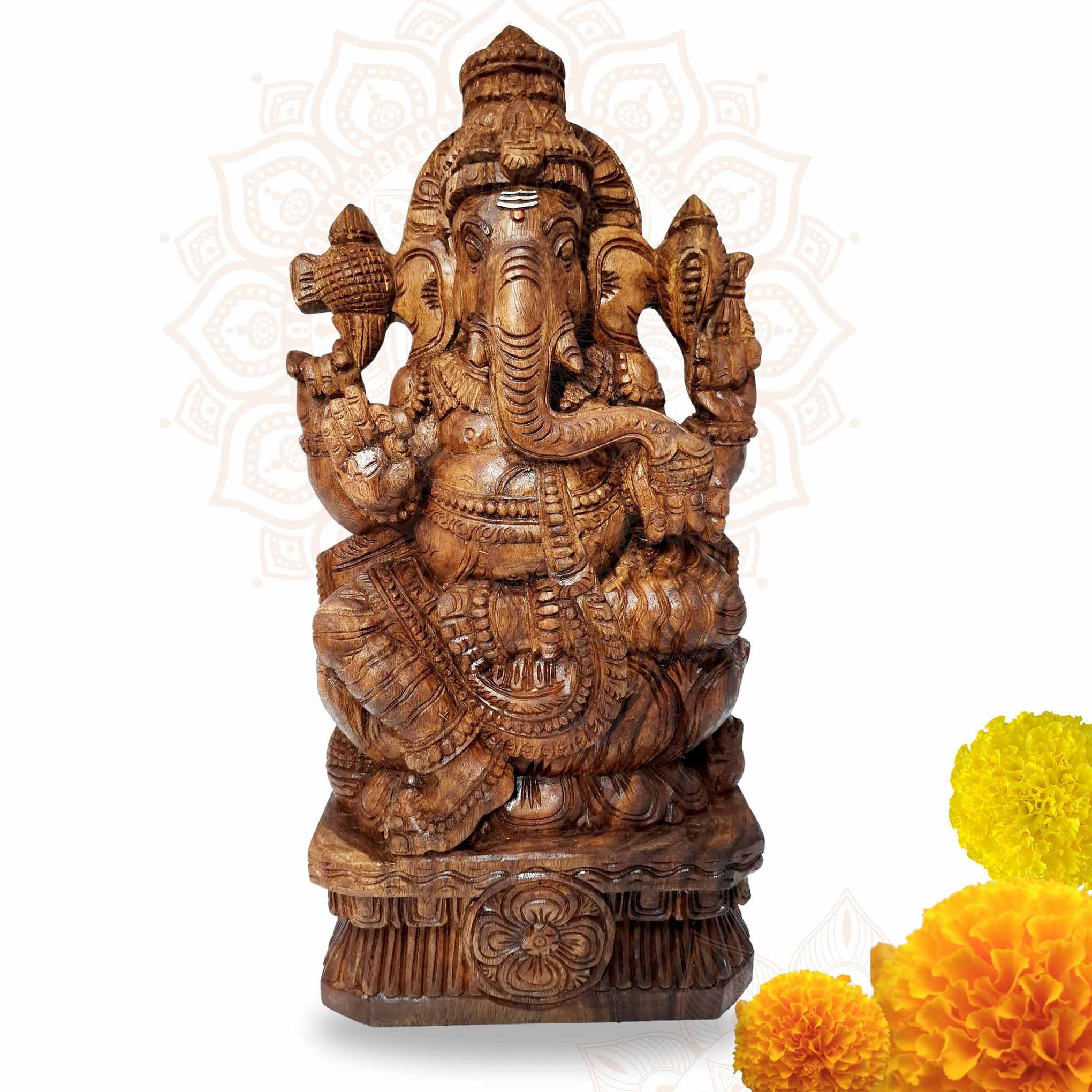 Wooden Ganesha Sculpture for office decor