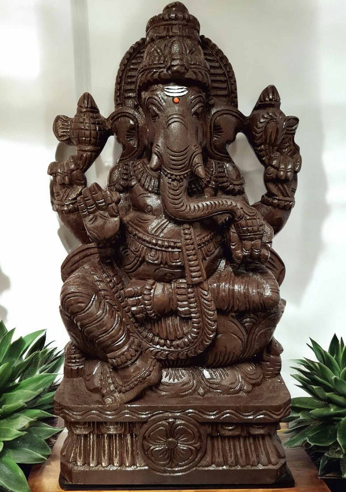 Wooden Ganesha Sculpture