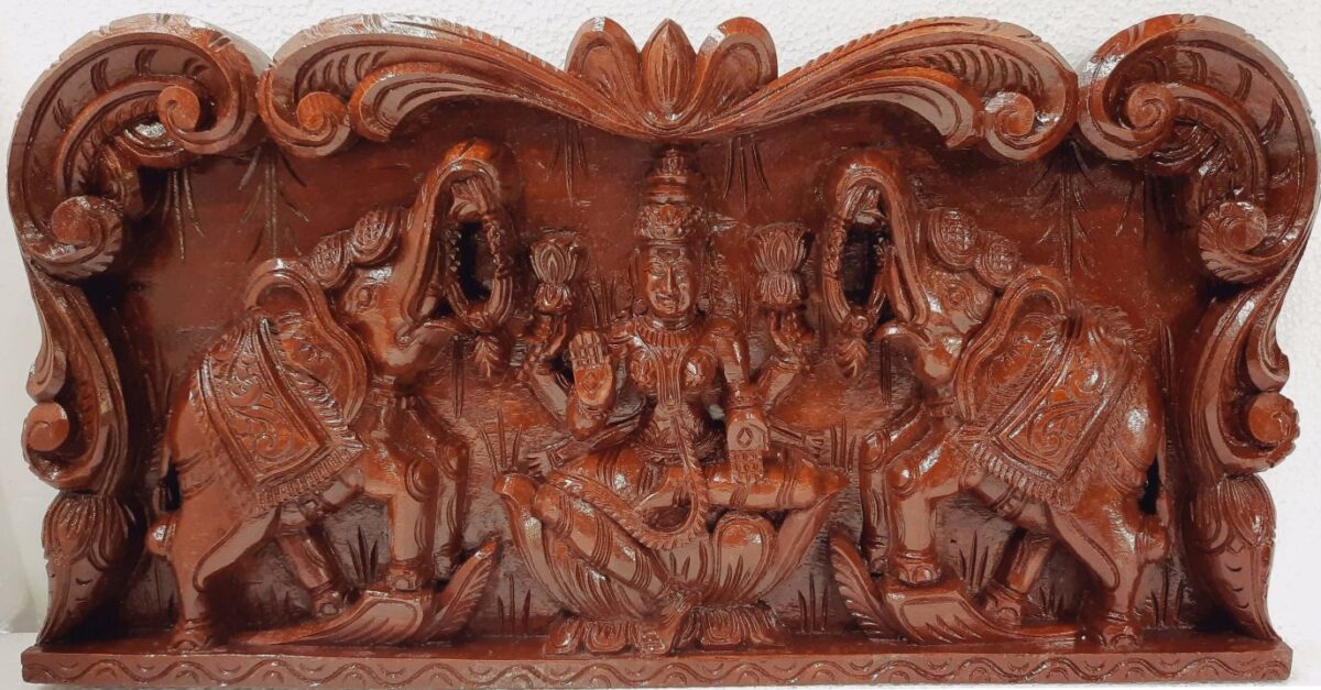 Gajalakshmi Wooden Wall Panel