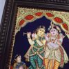 Tanjore Painting Krishna Rukmini with Teakwood Framed 18" x 15" Pooja Room Décor 22K Gold Foils Indian Artwork Gift Size Ready to Ship