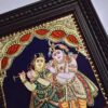 Tanjore Painting Krishna Rukmini with Teakwood Framed 18" x 15" Pooja Room Décor 22K Gold Foils Indian Artwork Gift Size Ready to Ship