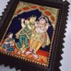 Tanjore Painting Krishna Rukmini with Teakwood Framed 18" x 15" Pooja Room Décor 22K Gold Foils Indian Artwork Gift Size Ready to Ship