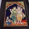 Tanjore Painting Krishna Rukmini with Teakwood Framed 18" x 15" Pooja Room Décor 22K Gold Foils Indian Artwork Gift Size Ready to Ship