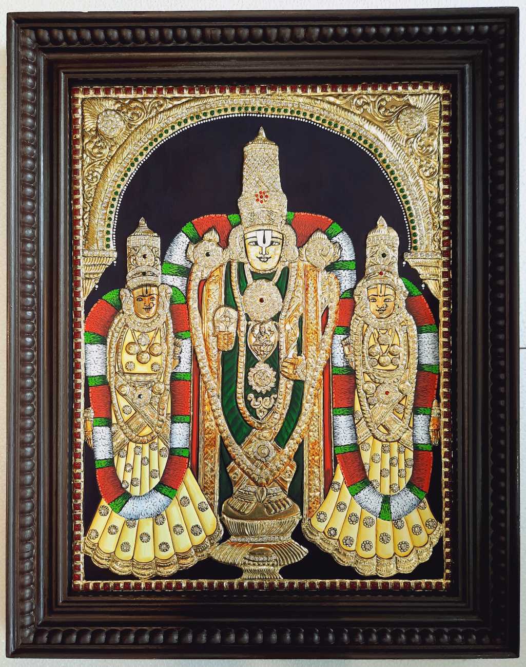 Venkateswara Perumal Sridevi Bhudevi Tanjore Painting
