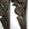 Peacock Wall Bracket Pair 18" Bird Corbel Pair with Brass Bells Vintage Home Décor Antique Style Entrance Wall Hanging Ready to Ship