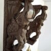 Wooden Elephant Corbel Pair Wall Bracket with Brass Bells, Antique Look, Door Entrance Wall Hanging, 12 Inches, Ready to ship