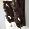 Wooden Elephant Corbel Pair Wall Bracket with Brass Bells, Antique Look, Door Entrance Wall Hanging, 12 Inches, Ready to ship