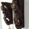 Wooden Elephant Corbel Pair Wall Bracket with Brass Bells, Antique Look, Door Entrance Wall Hanging, 12 Inches, Ready to ship